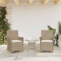 Sillas de jardín con cojín 2 uds ratán PE beige y madera acacia en Sillas de jardín | Comprar online en Foru.es