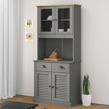 Aparador alto VIGO madera maciza de pino gris 78x40x175 cm de vidaXL, Aparadores - Ref: Foro24-3188303, Precio: 344,68 €, Des...