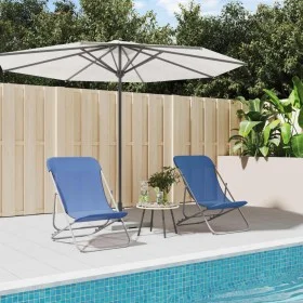 Sillas de playa plegables 2 uds textilene acero recubierto azul de vidaXL, Tumbonas - Ref: Foro24-360187, Precio: 61,09 €, De...