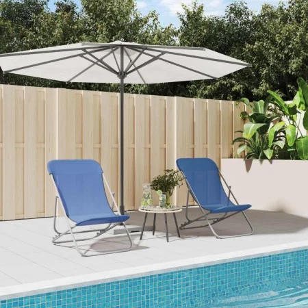 Sillas de playa plegables 2 uds textilene acero recubierto azul de vidaXL, Tumbonas - Ref: Foro24-360187, Precio: 61,09 €, De...