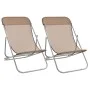 Silla de playa plegable 2 uds acero recubierto textilene taupe de vidaXL, Tumbonas - Ref: Foro24-360193, Precio: 66,08 €, Des...