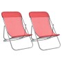 Sillas de playa plegables 2 uds acero recubierto textilene rojo de vidaXL, Tumbonas - Ref: Foro24-360189, Precio: 62,69 €, De...