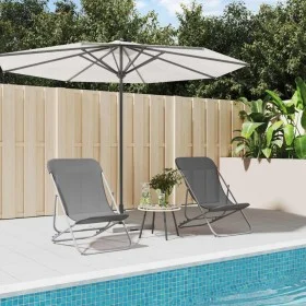 Sillas de playa plegables 2 uds acero recubierto textilene gris de vidaXL, Tumbonas - Ref: Foro24-360190, Precio: 62,05 €, De...
