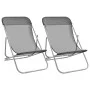 Folding beach chairs 2 pcs gray textilene coated steel by vidaXL, Loungers - Ref: Foro24-360190, Price: 62,05 €, Discount: %