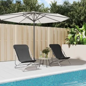 Silla de playa plegable 2 uds acero recubierto textilene negro de vidaXL, Tumbonas - Ref: Foro24-360188, Precio: 60,38 €, Des...