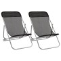 Silla de playa plegable 2 uds acero recubierto textilene negro de vidaXL, Tumbonas - Ref: Foro24-360188, Precio: 63,82 €, Des...