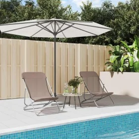 Silla de playa plegable 2 uds acero recubierto textilene marrón de vidaXL, Tumbonas - Ref: Foro24-360191, Precio: 56,72 €, De...