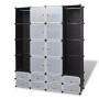 vidaXl Armario modular 18 compartimentos negro y blanco 37x146x180,5cm de vidaXL, Armarios roperos - Ref: Foro24-240501, Prec...