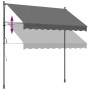 Toldo retráctil de tela y acero gris antracita 250x150 cm en Toldos | Comprar online en Foru.es