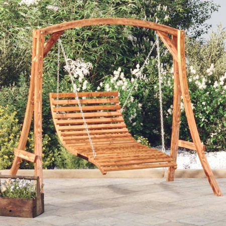 Tumbona columpio con acabado teca madera maciza abeto de vidaXL, Balancines de jardín - Ref: Foro24-3200615, Precio: 424,48 €...