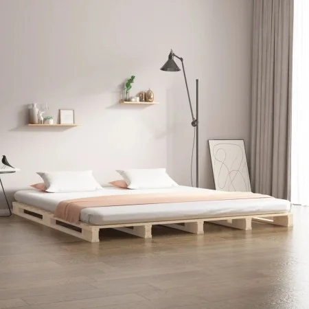 Cama de palets madera maciza pino doble pequeña 120x190 cm de vidaXL, Camas y somieres - Ref: Foro24-821427, Precio: 124,61 €...