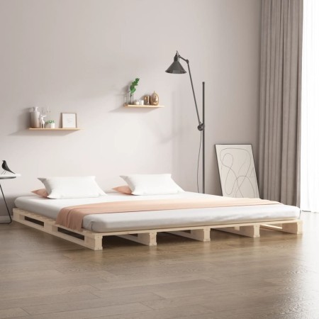Cama de palets madera maciza pino doble pequeña 120x190 cm de vidaXL, Camas y somieres - Ref: Foro24-821427, Precio: 126,22 €...