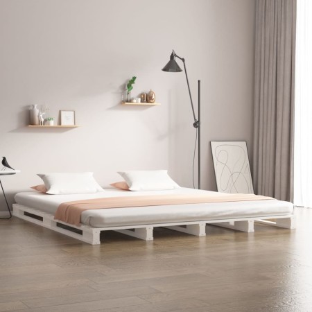 Cama de palets madera maciza pino blanca 120x190 cm de vidaXL, Camas y somieres - Ref: Foro24-821428, Precio: 139,50 €, Descu...