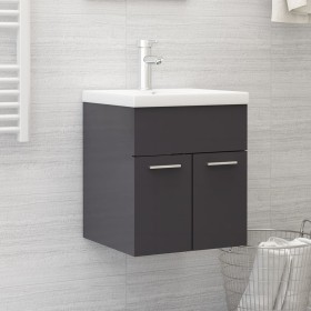 Armario para lavabo contrachapada gris brillo 41x38,5x46 cm de vidaXL, Muebles de baño - Ref: Foro24-804646, Precio: 37,13 €,...