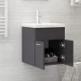 Armario para lavabo contrachapada gris brillo 41x38,5x46 cm de vidaXL, Muebles de baño - Ref: Foro24-804646, Precio: 36,70 €,...