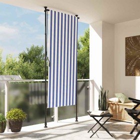 Persiana enrollable exterior tela acero azul blanco 100x270 cm en Toldos | Comprar online en Foru.es