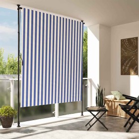 Persiana enrollable exterior tela acero azul blanco 200x270 cm en Toldos | Comprar online en Foru.es
