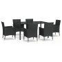 Set de comedor de jardín 7 pzas y cojines ratán sintético negro de vidaXL, Conjuntos de jardín - Ref: Foro24-3187327, Precio:...