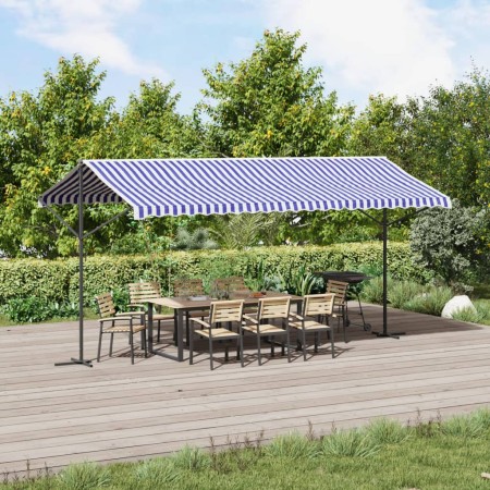Toldo de pie tela y acero azul y blanco 500x300 cm en Sombrillas | Comprar online en Foru.es