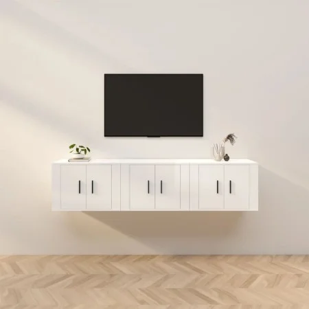 Muebles para TV de pared 3 uds blanco brillante 57x34,5x40 cm de vidaXL, Muebles TV - Ref: Foro24-3188344, Precio: 116,31 €, ...