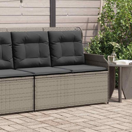 Sillón reclinable de jardín con cojines ratán sintético gris en Sofás de exterior | Comprar online en Foru.es