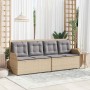 Sillón reclinable de jardín con cojines ratán sintético beige en Sofás de exterior | Comprar online en Foru.es