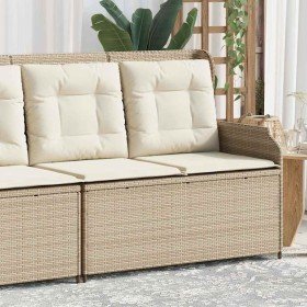 Sillón reclinable de jardín con cojines ratán sintético beige en Sofás de exterior | Comprar online en Foru.es