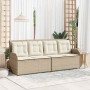 Sillón reclinable de jardín con cojines ratán sintético beige en Sofás de exterior | Comprar online en Foru.es