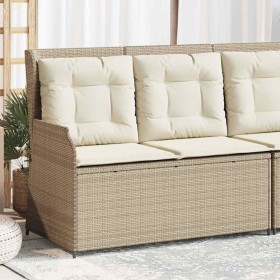 Sillón reclinable de jardín con cojines ratán sintético beige en Sofás de exterior | Comprar online en Foru.es