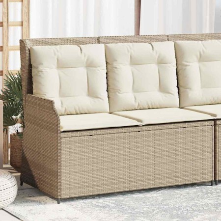 Sillón reclinable de jardín con cojines ratán sintético beige en Sofás de exterior | Comprar online en Foru.es