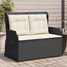 Sillón reclinable de jardín con cojines ratán sintético negro en Sofás de exterior | Comprar online en Foru.es