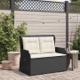 Sillón reclinable de jardín con cojines ratán sintético negro en Sofás de exterior | Comprar online en Foru.es