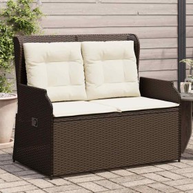 Sillón reclinable de jardín con cojines ratán sintético marrón en Sofás de exterior | Comprar online en Foru.es