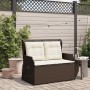 Sillón reclinable de jardín con cojines ratán sintético marrón en Sofás de exterior | Comprar online en Foru.es