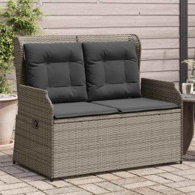 Sillón reclinable de jardín con cojines ratán sintético gris en Sofás de exterior | Comprar online en Foru.es