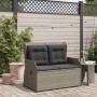 Sillón reclinable de jardín con cojines ratán sintético gris en Sofás de exterior | Comprar online en Foru.es