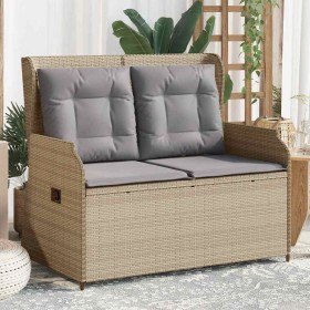 Sillón reclinable de jardín con cojines ratán sintético beige en Sofás de exterior | Comprar online en Foru.es