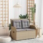 Sillón reclinable de jardín con cojines ratán sintético beige en Sofás de exterior | Comprar online en Foru.es