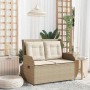 Sillón reclinable de jardín con cojines ratán sintético beige en Sofás de exterior | Comprar online en Foru.es