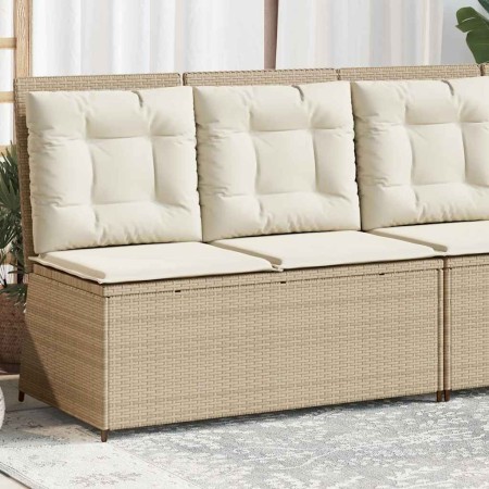 Sillón reclinable de jardín con cojines ratán sintético beige en Sofás de exterior | Comprar online en Foru.es