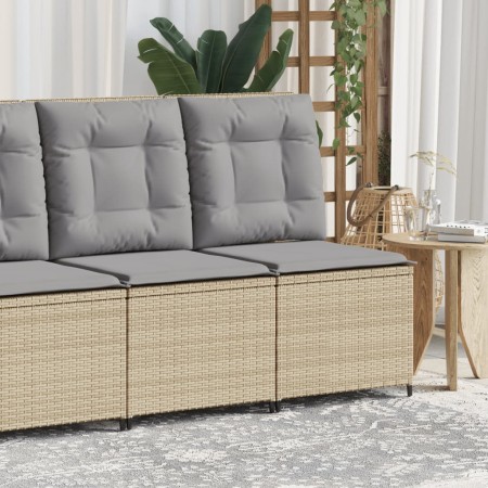 Sillón reclinable de jardín con cojines ratán sintético beige en Sofás de exterior | Comprar online en Foru.es