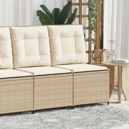 Sillón reclinable de jardín con cojines ratán sintético beige en Sofás de exterior | Comprar online en Foru.es