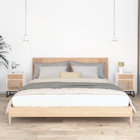 Mesitas de noche 2 uds hierro y madera blanco 40x30x55,5 cm de vidaXL, Mesitas de noche - Ref: Foro24-352092, Precio: 85,86 €...