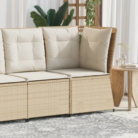 Sillón de esquina de jardín con cojines ratán sintético beige en Sofás de exterior | Comprar online en Foru.es