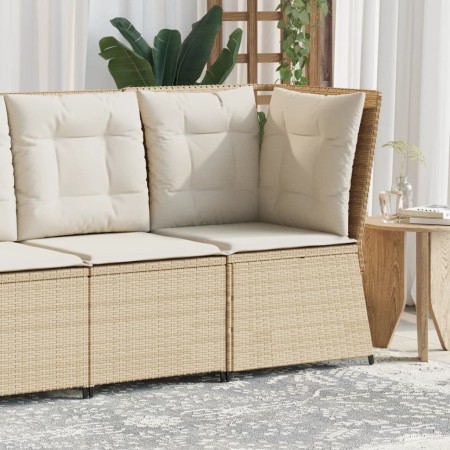 Sillón de esquina de jardín con cojines ratán sintético beige en Sofás de exterior | Comprar online en Foru.es