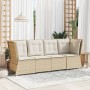 Sillón de esquina de jardín con cojines ratán sintético beige en Sofás de exterior | Comprar online en Foru.es