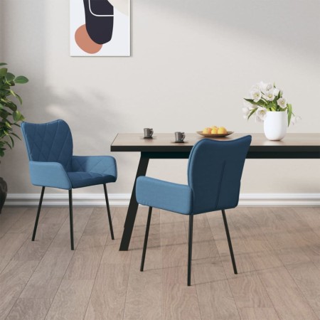 Sillas de comedor 2 unidades tela azul de vidaXL, Sillas de comedor - Ref: Foro24-344843, Precio: 105,98 €, Descuento: %
