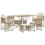 Set comedor de jardín 7 pzas con cojines ratán sintético beige en Conjuntos de jardín | Comprar online en Foru.es
