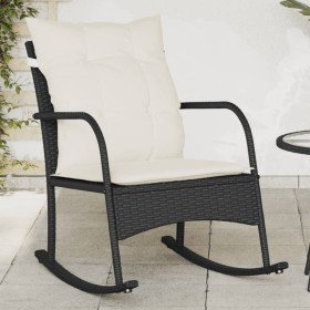 Silla mecedora de jardín con cojines ratán sintético negro en Sillas de jardín | Comprar online en Foru.es