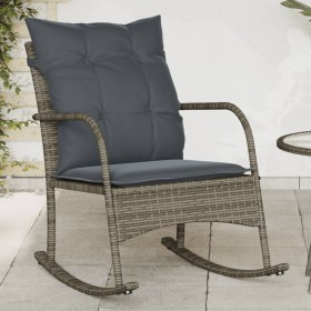 Silla mecedora de jardín con cojines ratán sintético gris en Sillas de jardín | Comprar online en Foru.es